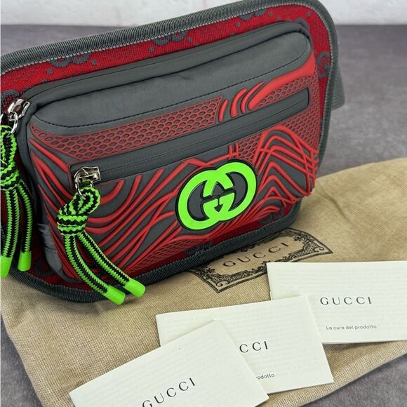 Gucci NEW Graphic Red Gray Men's Bag - Picture 13 of 14
